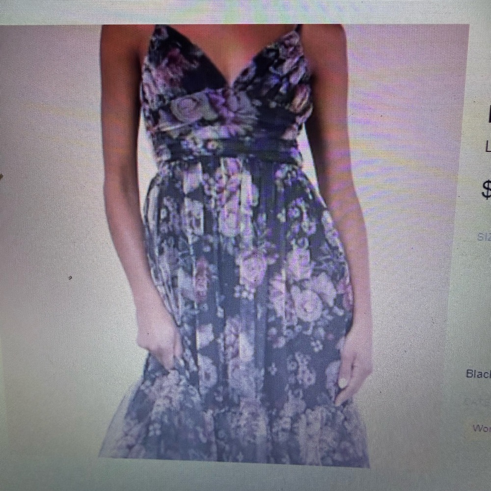 Floral V-Neck Sleeveless Midi Dress in Black and Purple
